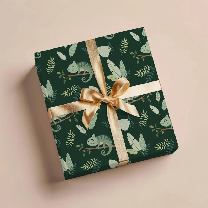 Papel de envolver de safari, envoltura de regalo de animales de la selva, rollo de cumpleaños o bebé para niños Foto 2 de 4