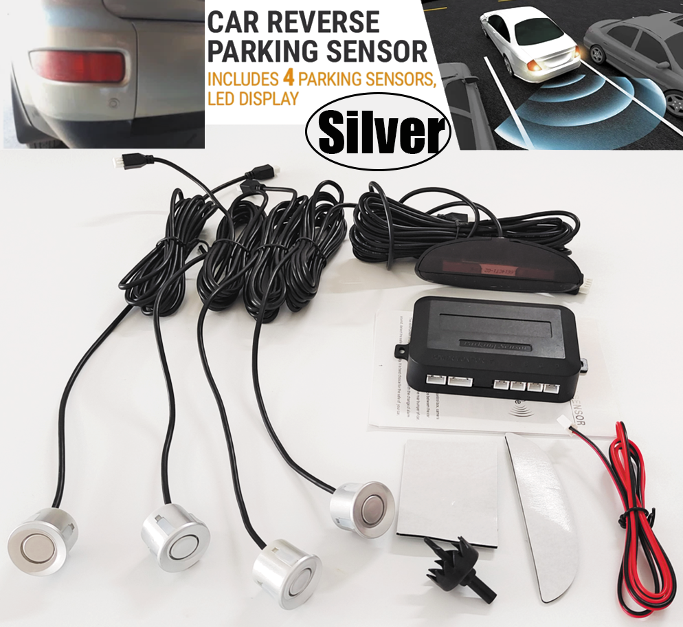 4 Parking Sensor Buzzer Reverse Backup Rear Radar Alarm System Kit Led Display