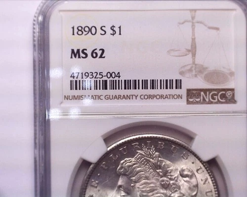 1890-S NGC MS62 Morgan Silver Dollar,  Very Nice!