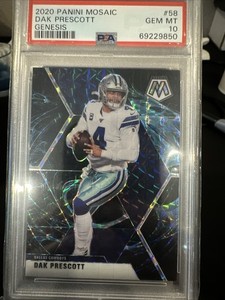 2020 Panini Mosaic Dak Prescott #58 Mosaic Genesis Prizm PSA 10 Dallas Cowboys
