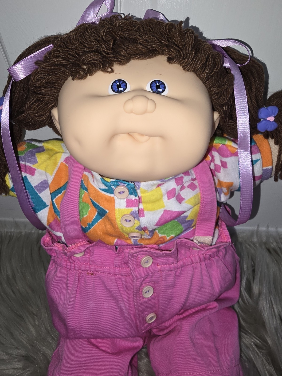 HM#18 KT Factory Cabbage Patch Girl Violet Eyes Brown DBL Ponytails-image