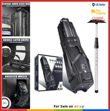 Golf Travel Bag Hard Case 53 Inch Oversized Wheels 1680D Fabric Support Pole