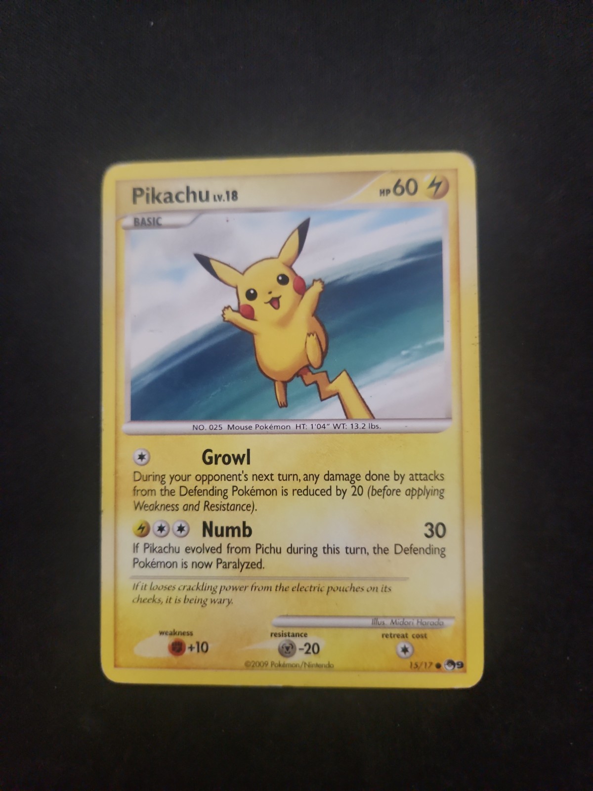 Pikachu 15/17 POP Series 9 Non Holo 2009 Pokemon Card