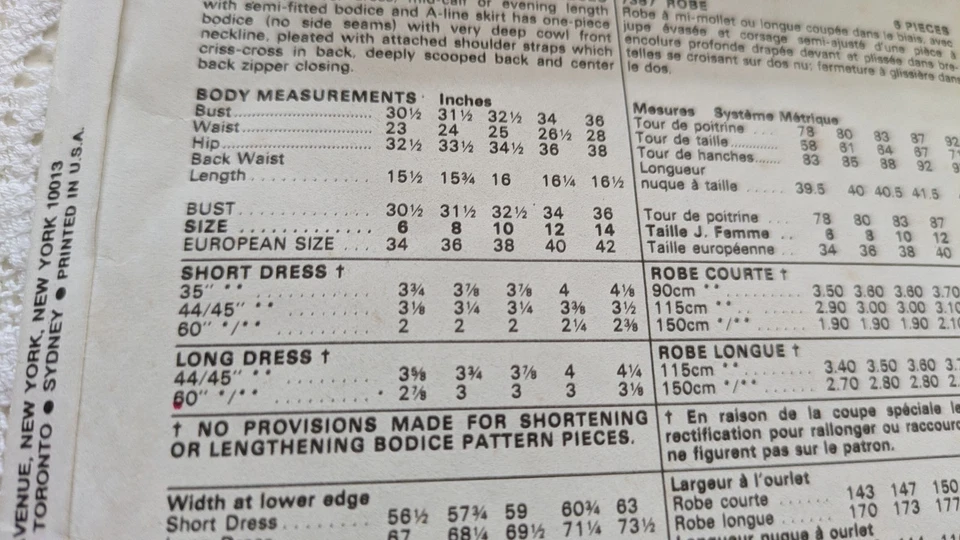 UNCUT VINTAGE VOGUE BIAS CUT EVENING DRESS - Pattern 7387 - Image 4 of 4