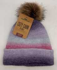 Northeast Outfitters Cozy Cabin Pink Beanie w/ Pompom Snug Fit Sz Youth One Size