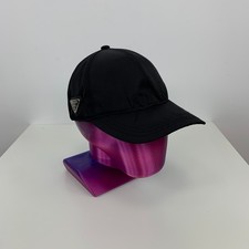 Prada Re-Nylon Tessuto Triangle Logo Side Baseball Cap Hat Black Size M