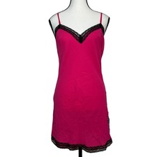 VTG 90s Y2K Express Hot Pink Lace Slip Dress Silk Size 10 Coquette Barbie Femm