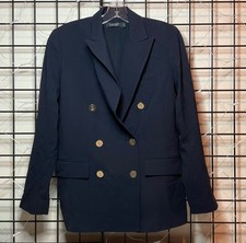 Vintage Lauren Ralph Lauren Classic Navy Double Breasted Blazer Women's Size 6
