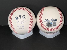 AJ Ewing Mets Auto Signed City Connect Logo Baseball Lets Go Mets! Beckett Holo
