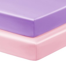 2 Pack Satin Pack n Play Sheets for Baby with Sensitive Hair and Skin, Silky ...