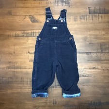 OshKosh Kids Corduroy Overalls Blue Plaid Lined Adjustable Straps