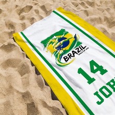 New Personalized Brazil 2026 soccer custom your name Beach Towel DC63