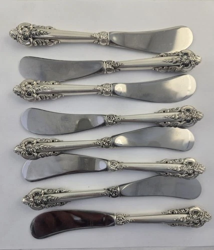 8 Grande Baroque 6 1/8" Butter Spreaders By Wallace Sterling Silver