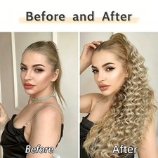 28in Ponytail Claw Clip in As Human Hair Extension Pony Tail Thick Hairpiece USA