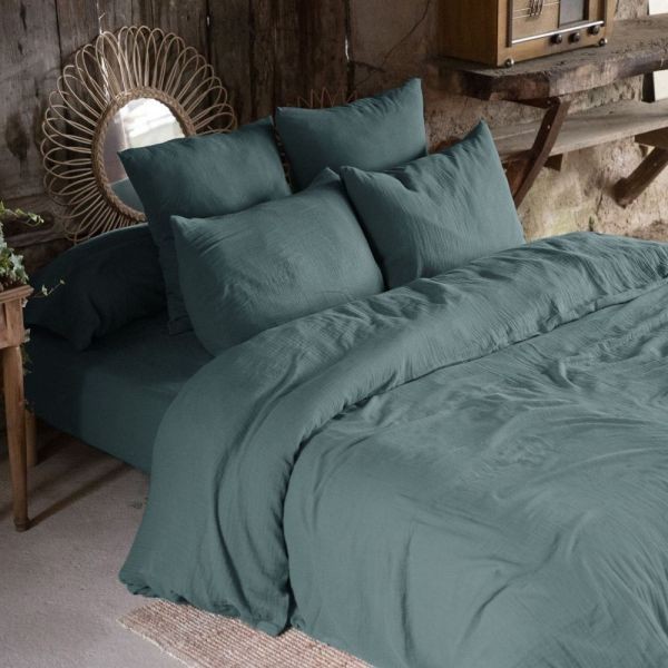 Housse de couette 200x200 cm en gaze de coton Gaïa Canard linge de lit double gaufré