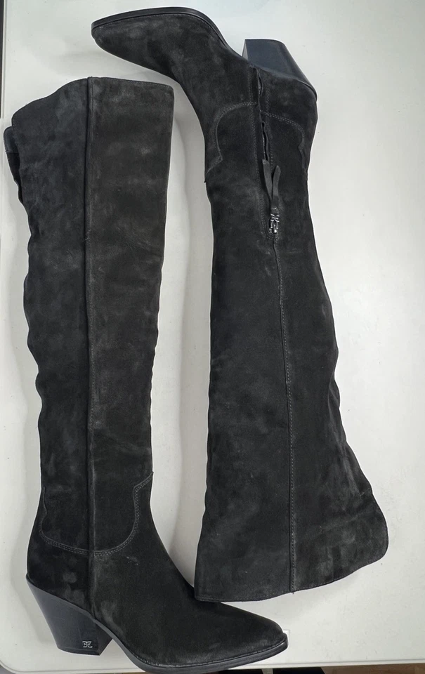 Bota Sam Edelman Julee Punta Sobre la Rodilla Gamuza Negra Para Mujer Talla 9 Foto 2 de 4