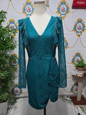 PATRIZIA PEPE ,SERA dress. teal lace party dress , women's Medium i44. turquoise