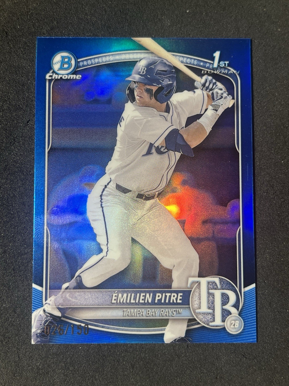2025 Bowman Chrome Emilien Pitre 1st Blue Refractor /150 Prospect #BCP-83 Rays
