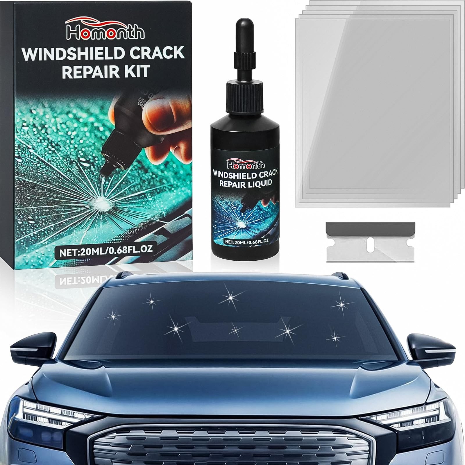 Windshield Chip Repair Kit Car Windshield Crack Repair Kit, Glass Repair 20 ml