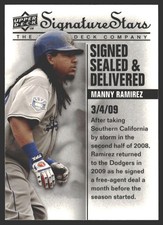 Manny Ramirez #SSD-4 2009 Upper Deck Signature Stars Signed Sealed and Delivered