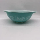 Vintage Pyrex Glass AMISH BUTTERPRINT Turquoise #444 Cinderella 4 Qt Mixing Bowl