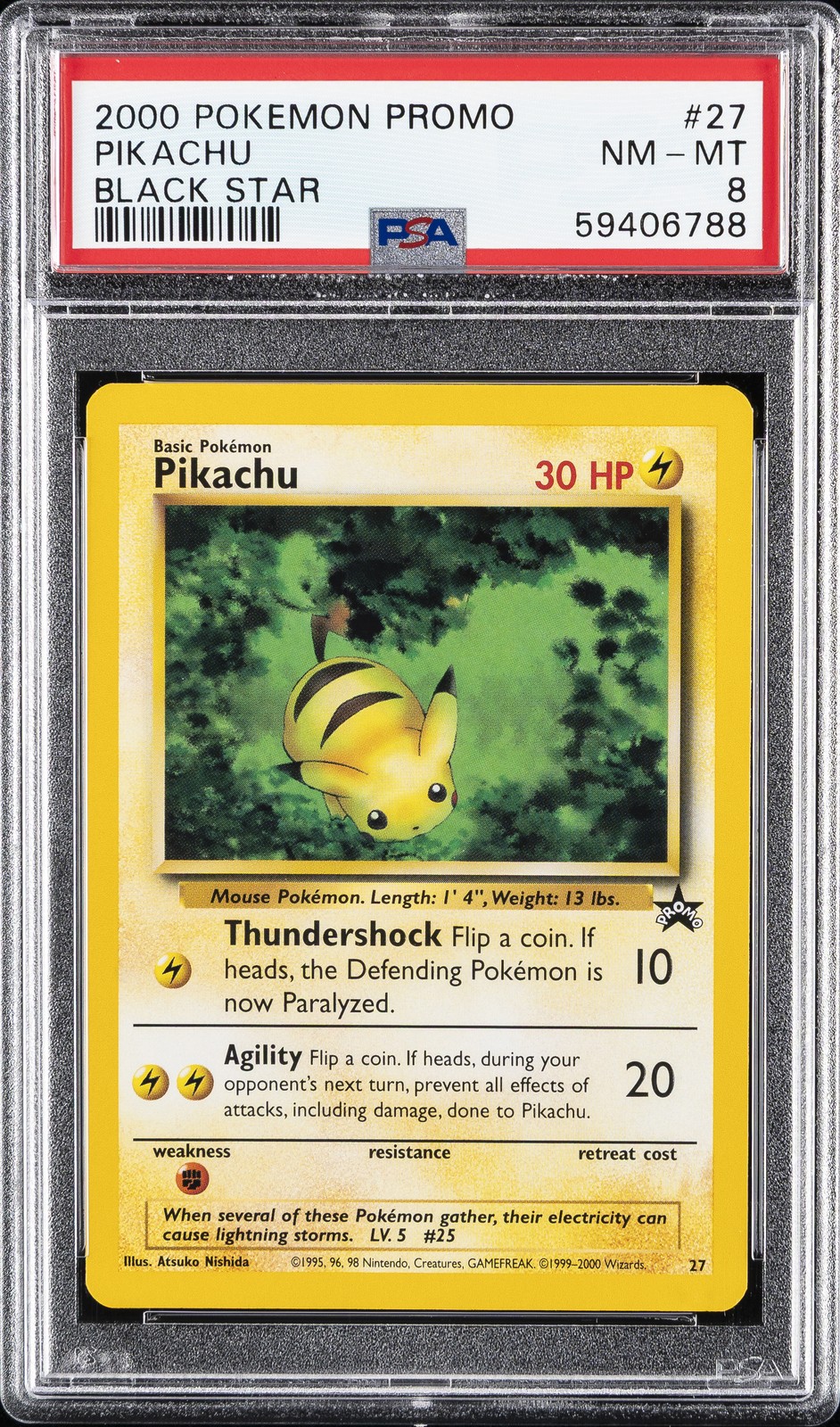 2000 POKEMON PROMO BLACK STAR #27 PIKACHU PSA 8