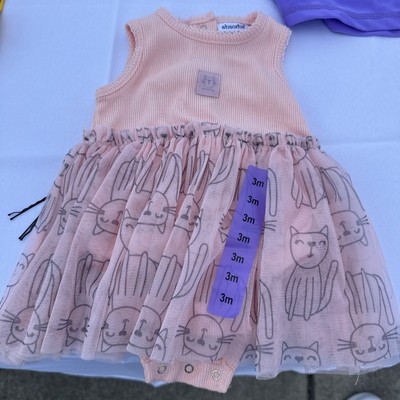 Absorba Dress Baby Girls 3m 6m Months Pink Kitty Cat Tulle Tank Tutu Summer
