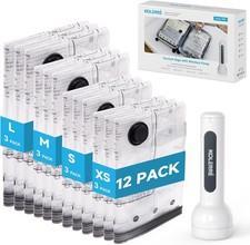 12 Pack Travel Vacuum Seal Bags with Rechargeable Electric Pump, 4 Sizes Space S