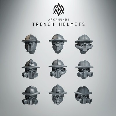 Arcamundi - Dieselpunk Trencher Heads x9   28-32mm Grimdark Miniature Bits Proxy