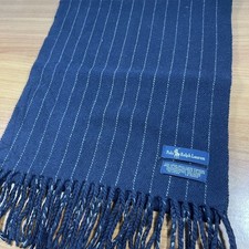 Polo Ralph Lauren Scarf Wool Blend Reversible Striped Blue Italy Size 11.5"X52"
