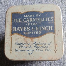 VINTAGE HAYES & FINCH CARMELITES CHURCH CANDLES TIN in vgc condition