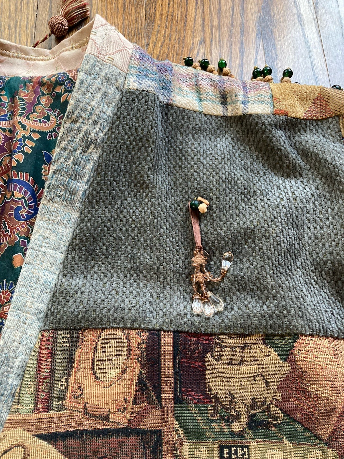 VTG Handmade Quilt Jacket Patchwork Boho Embellis… - image 5