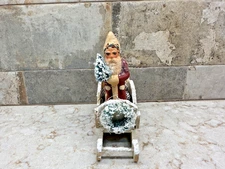 Black Forest 2002 Chalkware Santa Claus In Sleigh Made In New England