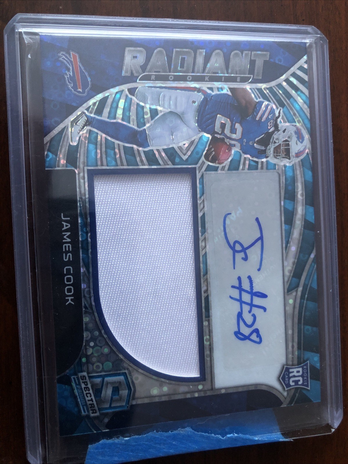 2022 Panini Spectra - Radiant Rookie Patch Auto James Cook Neon Blue Prizm /50