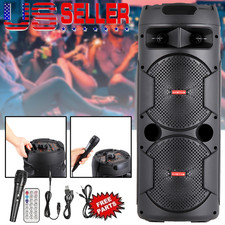 3000W Dual 6.5" Portable Bluetooth Speaker Heavy Bass Sound System Karaoke w/Mic