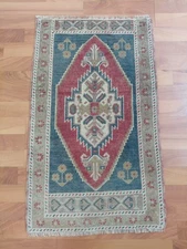 Antique Prayer Rug Blue Beige Rug Hand Woven Rug Traditional Rug Free Ship Rug