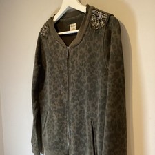 Pepe Jeans London Leopard Print Embellished Bomber Jacket Women’s M Y2K VGC