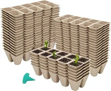 GROWNEER 360 Cells Peat Pots Seed Starter Trays, 36 10 Cells, Light Brown 