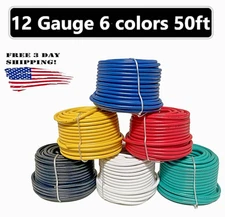 12 GAUGE 6 Rolls PRIMARY AUTO COPPER CLAD REMOTE POWER WIRE CABLE 50ft Each Roll
