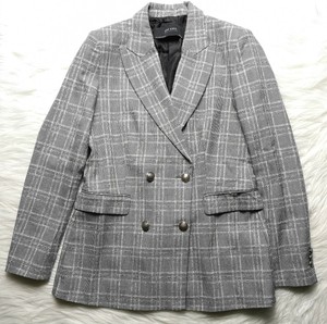 zara checked double breasted blazer