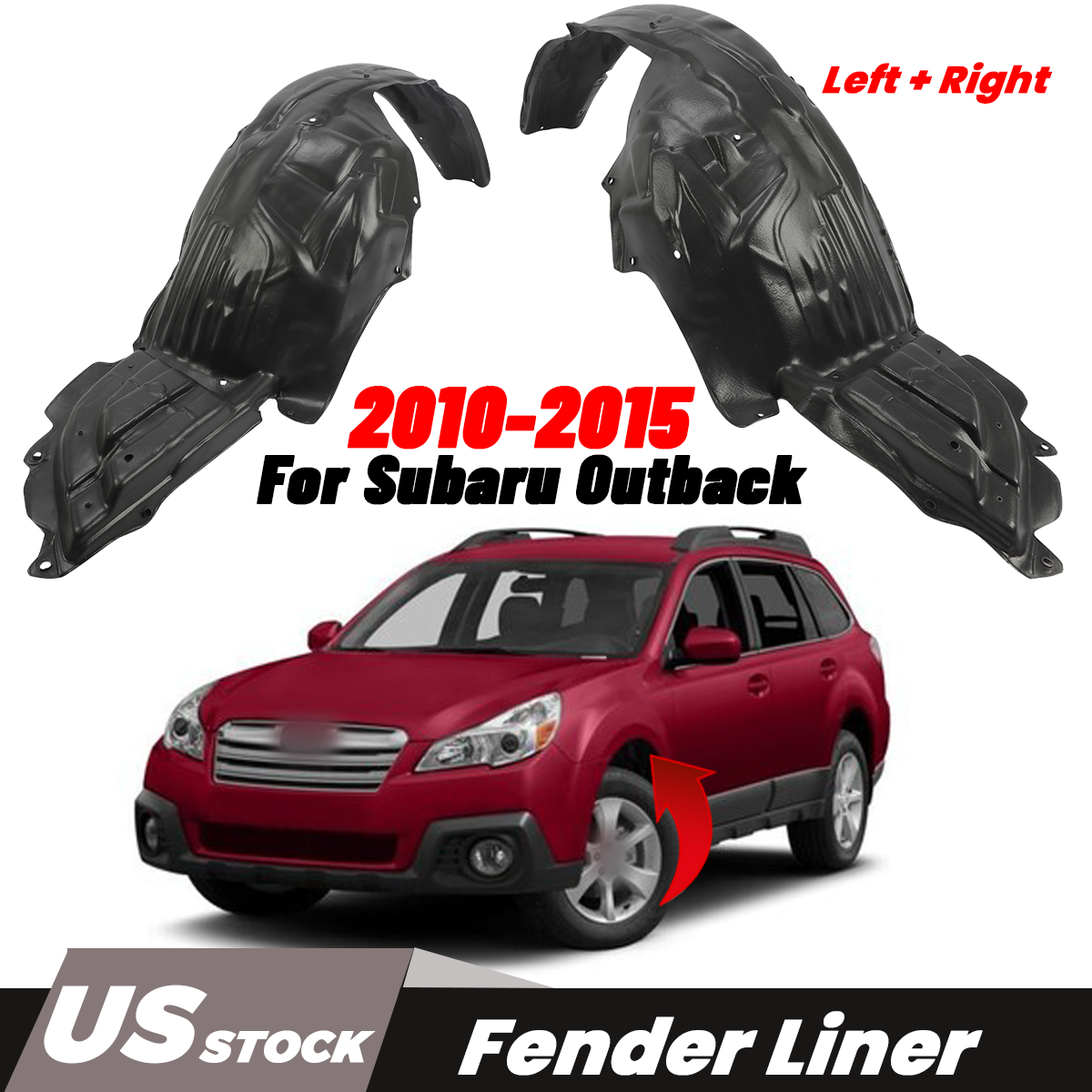 Set of 2 Fender Liner For 2010-2015 Subaru Outback Front Left & Right Side