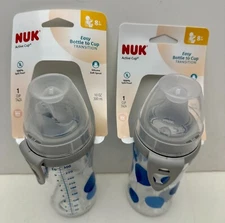 x2 Nuk Active Cup 8+M Silicone Soft Spout Bottle to Cup Transition 10oz Balloon
