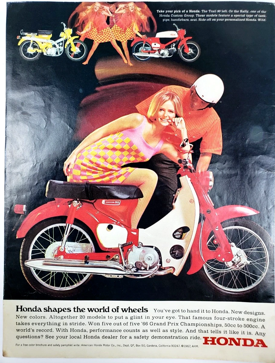 Honda 90 Scooter Rally Trail Vintage 1967 Ad Magazine Print Motor