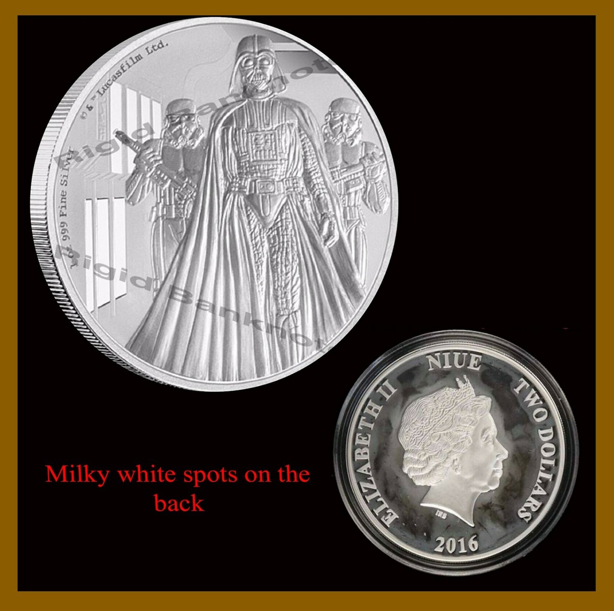 Star Wars $2 Proof Silver Coin, 2016 Darth Vader Niue Disney W/COA