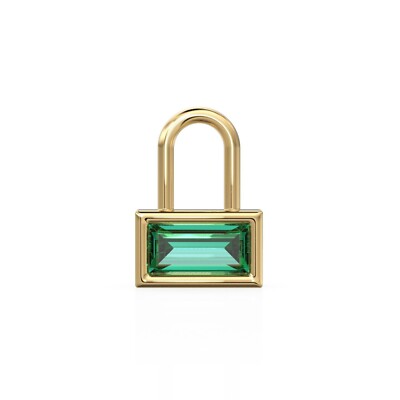 Smaragd Baguette Vorhängeschloss Anhänger 14k 18k massiv Gold Charm Halskette Geschenk