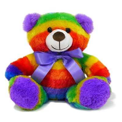 Small Rainbow Teddy Bear Stuffed Animal Plush Toy Girls Gift Easter Toy 12 inch
