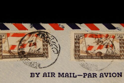 Vintage Cover,BEIRUT,LEBANON,1947,Multi-Stamped Airmail To NYC,Numill Publishing - Picture 3 of 6