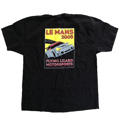 Flying Lizard Motorsports Le Mans 2005 Men XL Shirt Hanes Black Car Racing