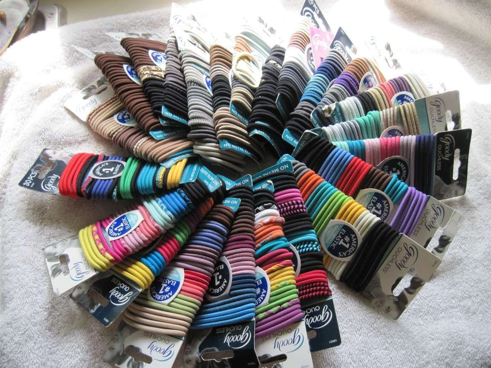 30 Goody Ouchless Rubber Elastic Ponytailer Hair Bands Thick 4mm White Colorful - Image 2 of 2