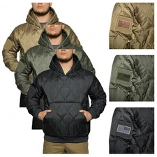 Men's Quilted Woobie Hoodie Sweatshirt With US Flag Patch